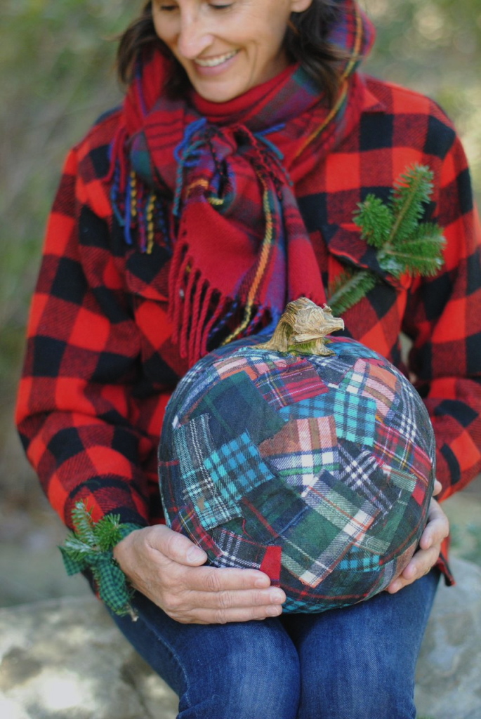 Plaid Pumpkin/Holiday Centerpiece